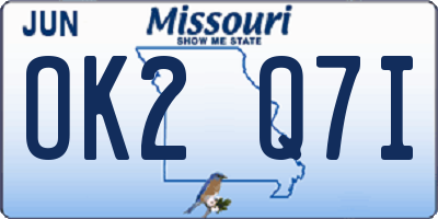 MO license plate OK2Q7I