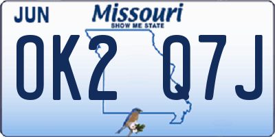 MO license plate OK2Q7J