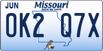 MO license plate OK2Q7X