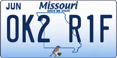 MO license plate OK2R1F