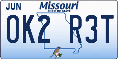 MO license plate OK2R3T