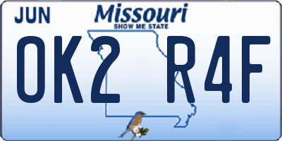MO license plate OK2R4F