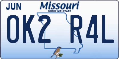MO license plate OK2R4L