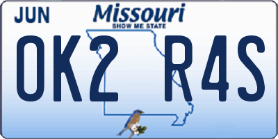 MO license plate OK2R4S