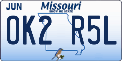 MO license plate OK2R5L