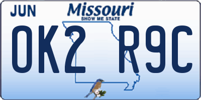 MO license plate OK2R9C