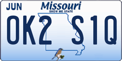 MO license plate OK2S1Q