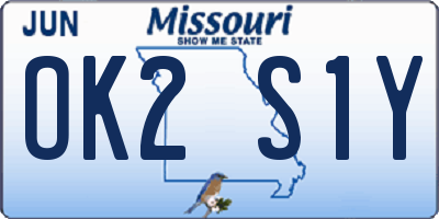 MO license plate OK2S1Y