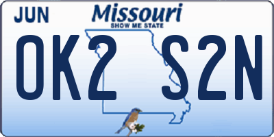 MO license plate OK2S2N