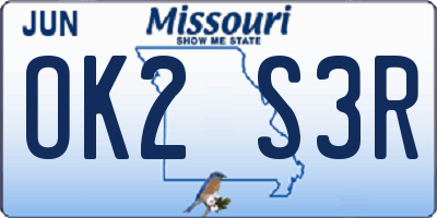 MO license plate OK2S3R