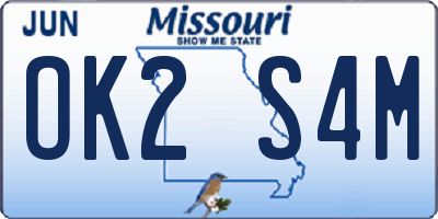 MO license plate OK2S4M