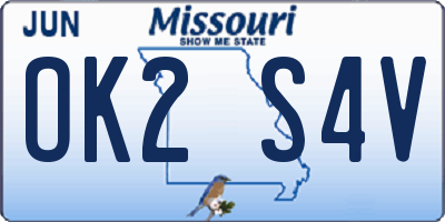 MO license plate OK2S4V