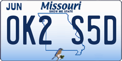 MO license plate OK2S5D