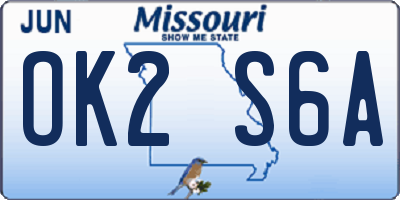 MO license plate OK2S6A