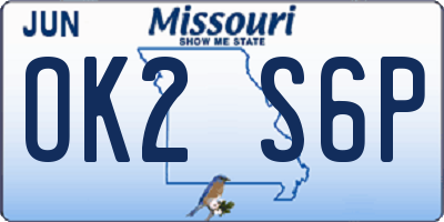 MO license plate OK2S6P
