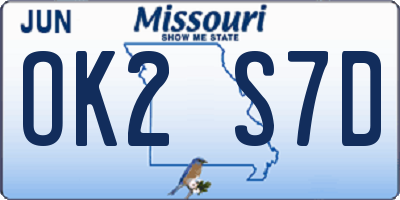 MO license plate OK2S7D
