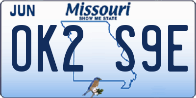 MO license plate OK2S9E