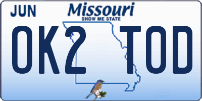 MO license plate OK2T0D