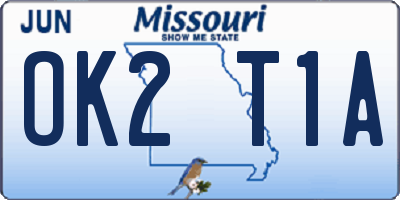 MO license plate OK2T1A