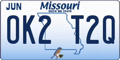 MO license plate OK2T2Q
