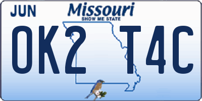 MO license plate OK2T4C