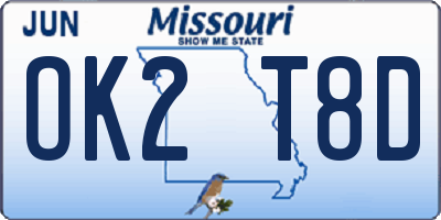 MO license plate OK2T8D