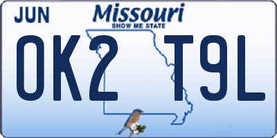 MO license plate OK2T9L