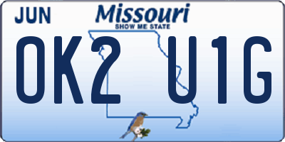 MO license plate OK2U1G