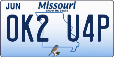 MO license plate OK2U4P
