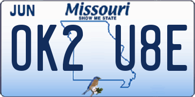 MO license plate OK2U8E