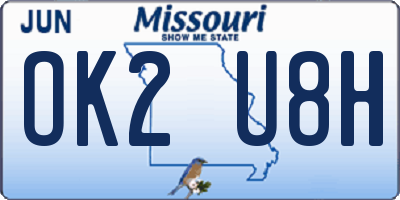 MO license plate OK2U8H