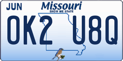 MO license plate OK2U8Q