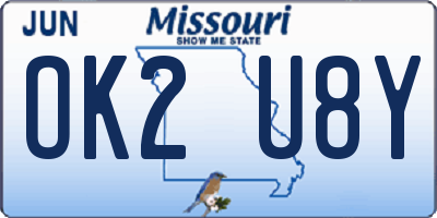 MO license plate OK2U8Y