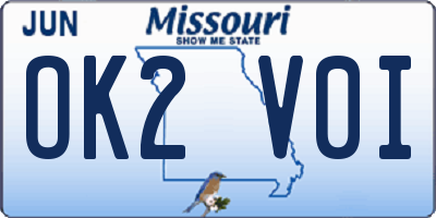 MO license plate OK2V0I