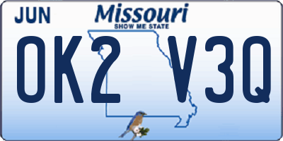 MO license plate OK2V3Q