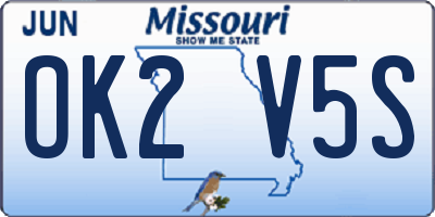 MO license plate OK2V5S