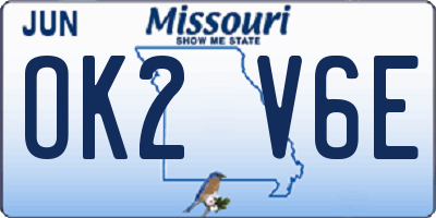 MO license plate OK2V6E