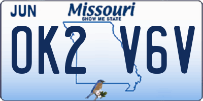MO license plate OK2V6V