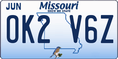 MO license plate OK2V6Z