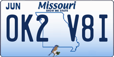 MO license plate OK2V8I