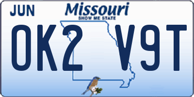 MO license plate OK2V9T