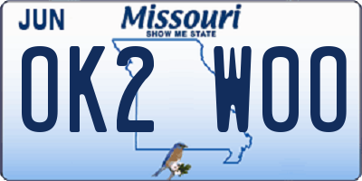 MO license plate OK2W0O