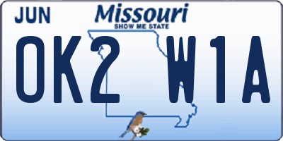 MO license plate OK2W1A