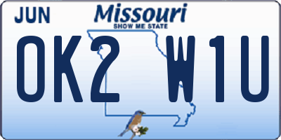 MO license plate OK2W1U