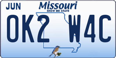 MO license plate OK2W4C