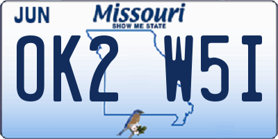 MO license plate OK2W5I