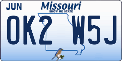 MO license plate OK2W5J