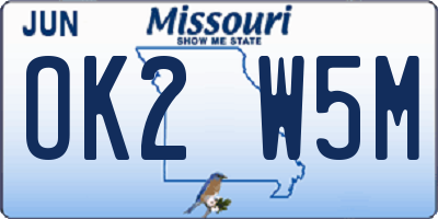 MO license plate OK2W5M