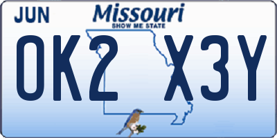 MO license plate OK2X3Y