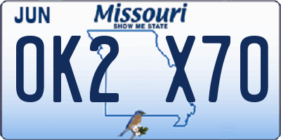 MO license plate OK2X7O